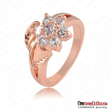 Mulheres Traje Rose Gold Plated Flower Ring Fashion (RiC0012-A)